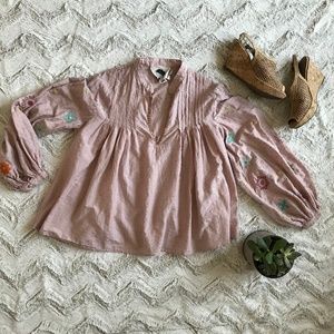 Let It Be Boho Top with Bubble Puff Sleeves sx L